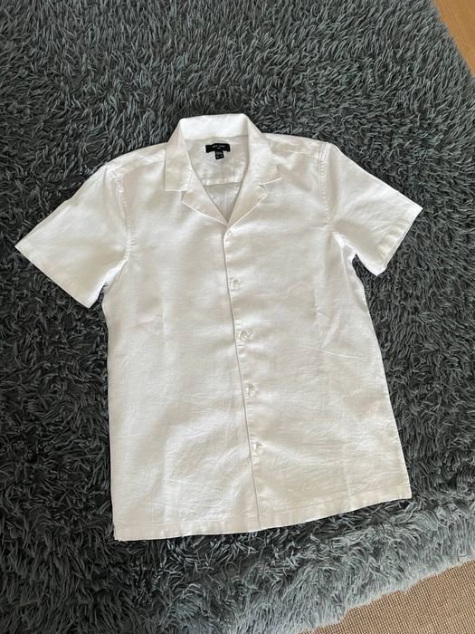 Men Shirt White Linen 34