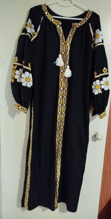 Women Embroidered Dress Black Handwoven Fabric 40