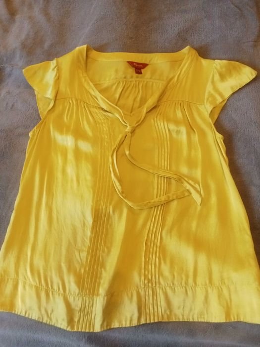 Damen Monsoon Hemd Gelb Seide 42