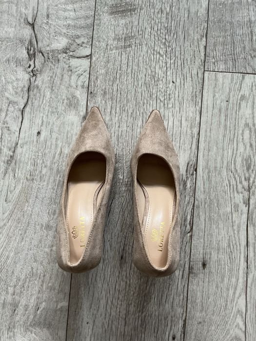 Women Heels Beige Suede 38