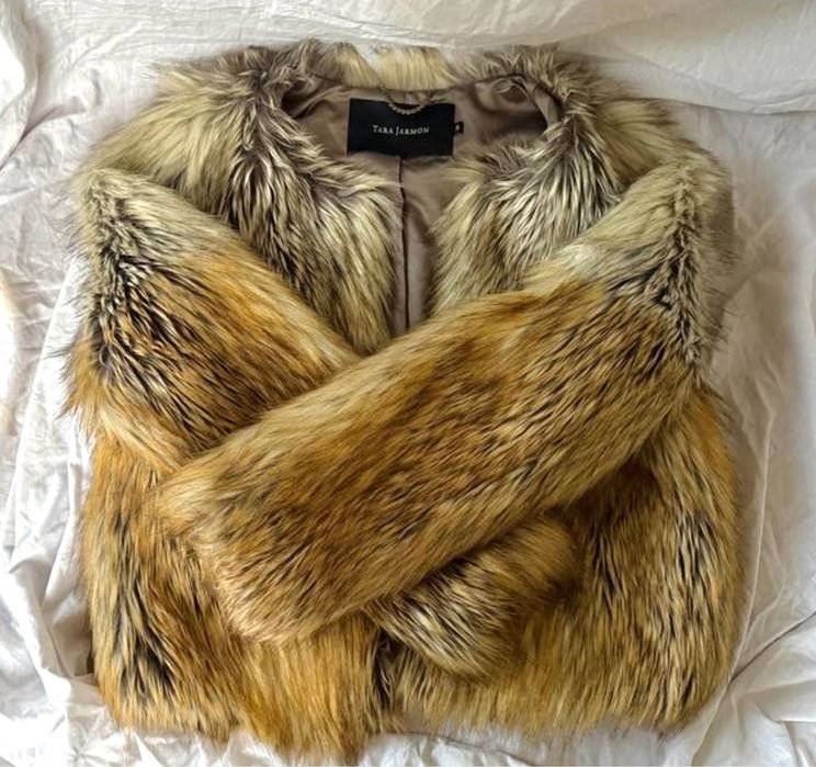 Damen Kunstpelz Mantel Braun 38