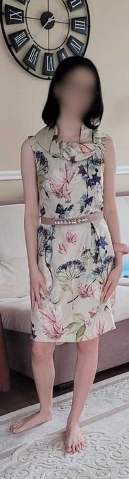 Damen Blugirl Kleid Beige Seide 32