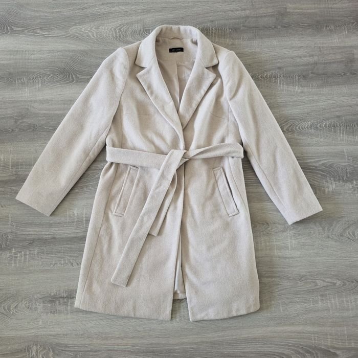 Women New Look Coat Beige Wool 40