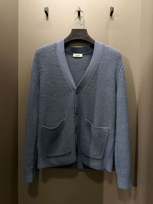 Мужской Sandro Paris Кардиган Синий Шерсть 38