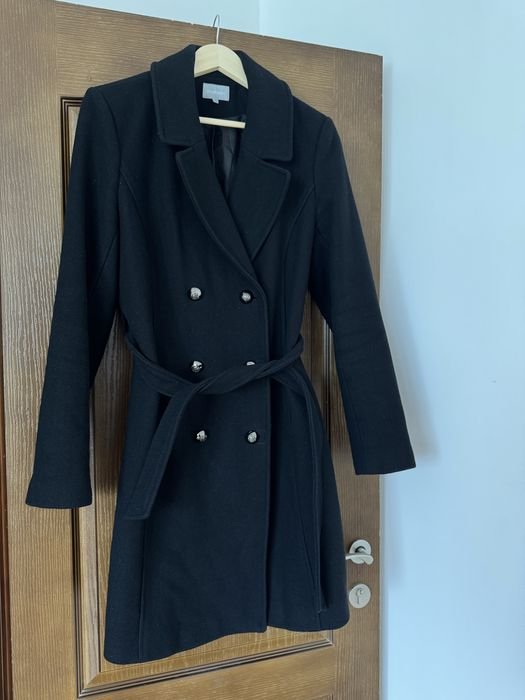 Femme Manteau Noir Tissu 40