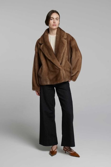 Donna Massimo Dutti Cappotto in Visone Marrone 38