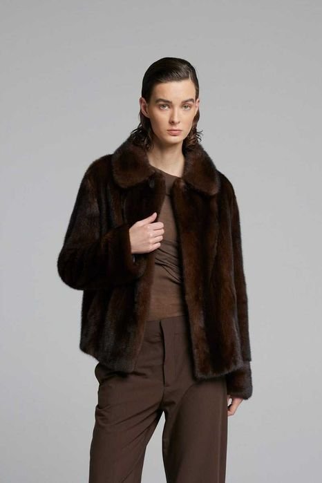 Donna Massimo Dutti Cappotto in Visone Marrone 38