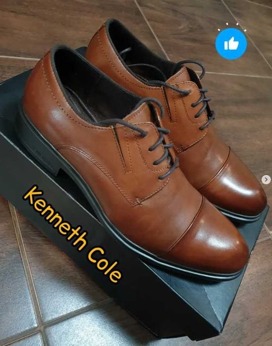 Men Kenneth Cole New York Heels Black Leather 41