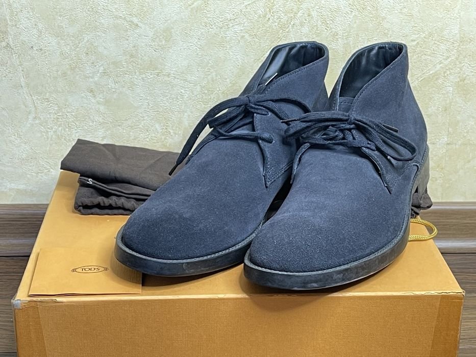 Men Tods Boots Blue Suede 43