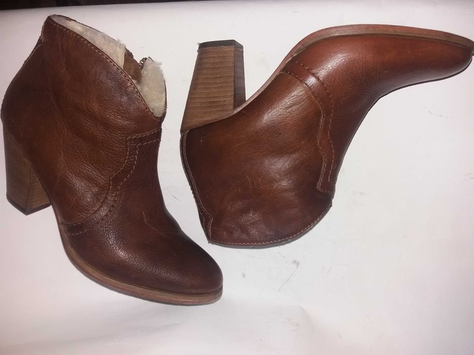 Женские Jigsaw Ботинки Казаки Рыжие Кожа 38