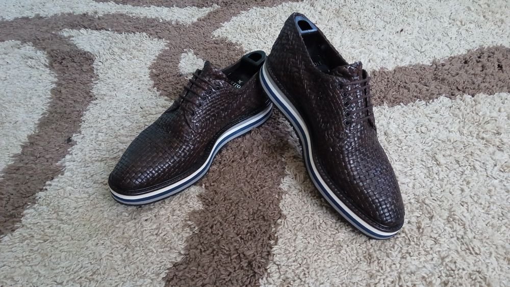 Men Prada Heels Brown Leather 42