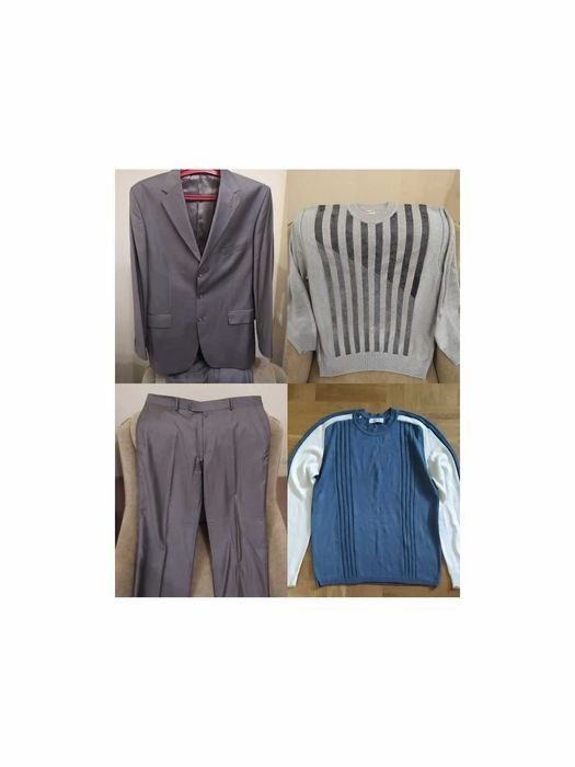 Men Sweater Grey Wool-Blend XL