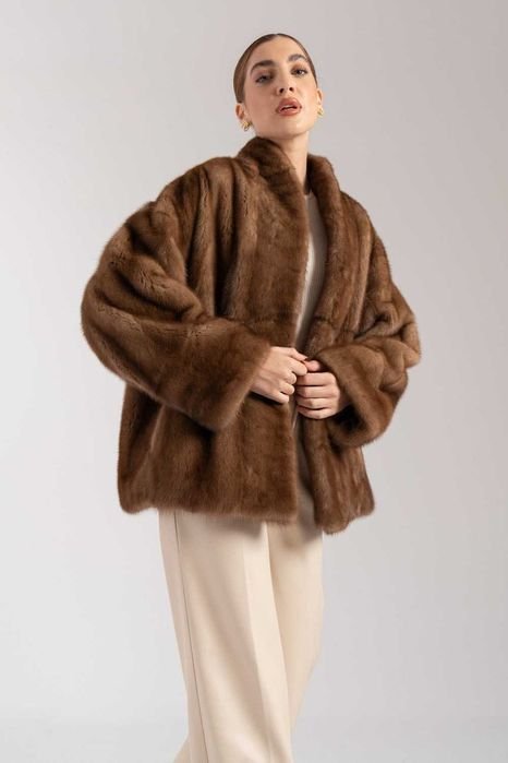 Donna Massimo Dutti Cappotto in Visone Marrone 38