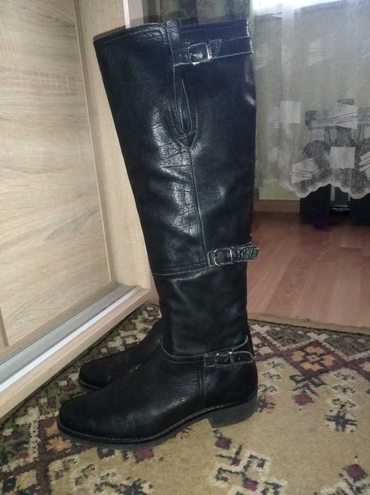 Женские Unisa Высокие Сапоги Чёрные Кожа 40