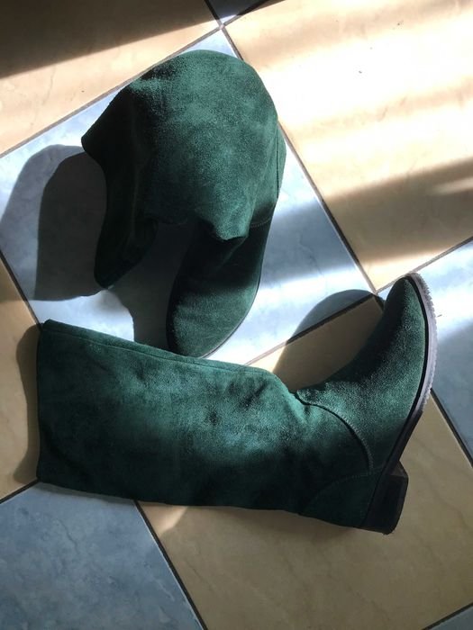 Women Suede Boots Green 37.5