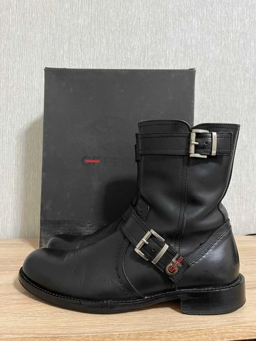 Men Gianfranco Ferre Boots Black Leather 41.5