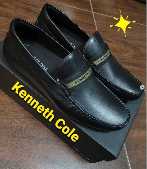 Men Kenneth Cole New York Loafers Black Leather 41