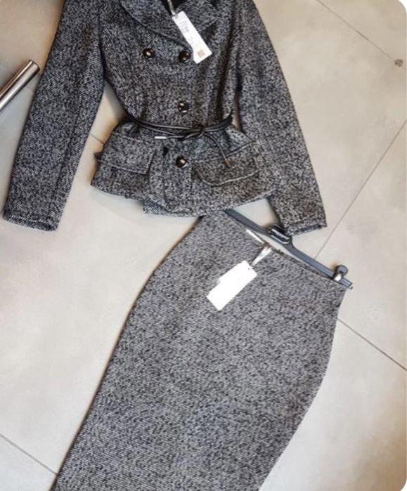 Damen Massimo Dutti Anzug Grau Wolle XS-S