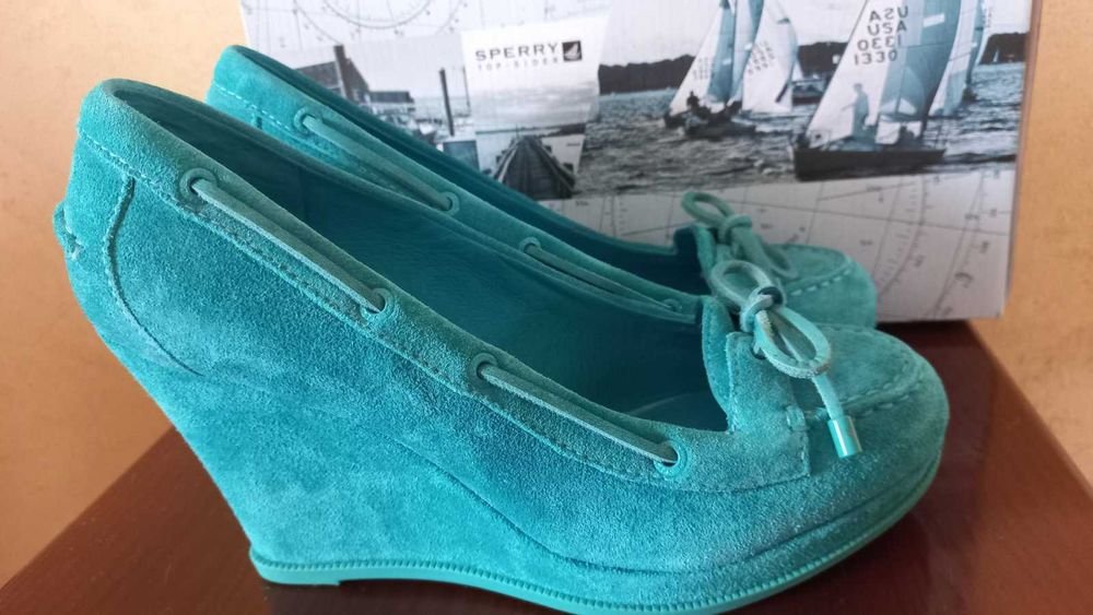 Donna Sperry Tacchi Turchese Camoscio 38,5