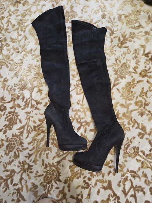 Женские Casadei Ботфорты Чёрные Замша 36