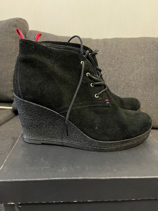Women Tommy Hilfiger Ankle Boots Black Suede 41