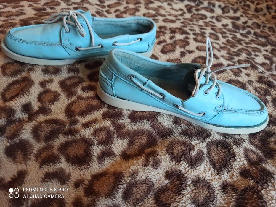 Uomo Sebago Topsiders Turchese Pelle 39.5