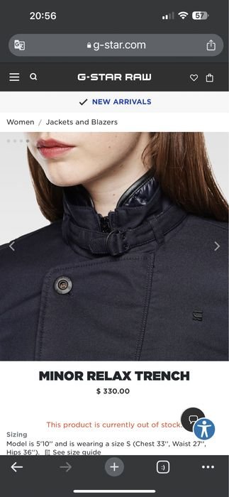 Donna G-Star RAW Trench Blu Navy 40