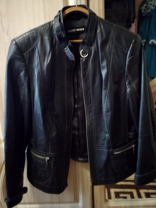 Damen Gerry Weber Lederjacke Schwarz 42