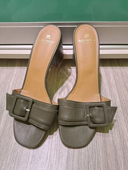 Женские Navyboot Шлепанцы Хаки Натуральная кожа 37