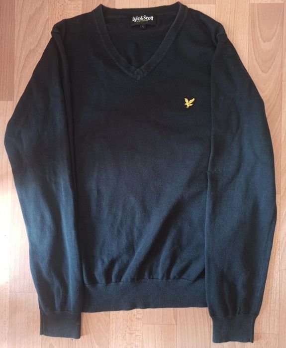 Мужской Lyle&Scott Свитер Чёрный Хлопок 40