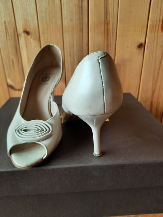 Women Pollini Heels White Leather 39