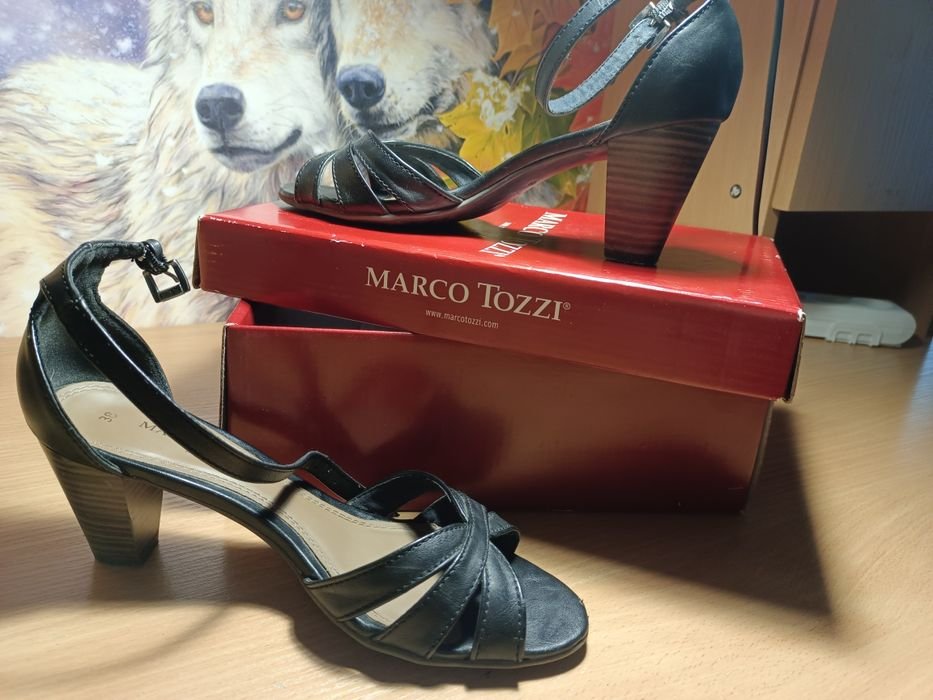 Женские Marco Tozzi Каблуки Чёрный Кожа 38