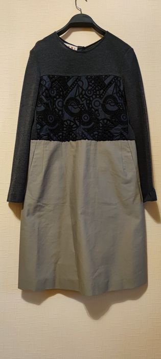 Damen Ralph Lauren Kleid Grau Wolle 38