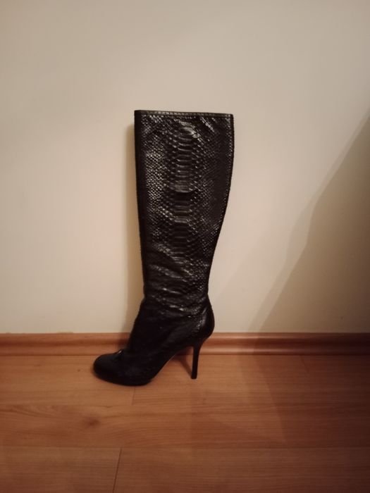 Femme Dior Bottes Noir Python Cuir 38
