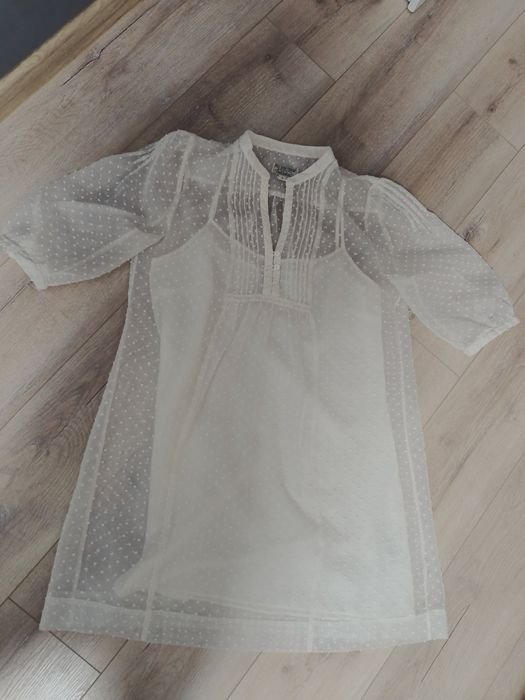 Damen Polo Jeans Kleid Creme L