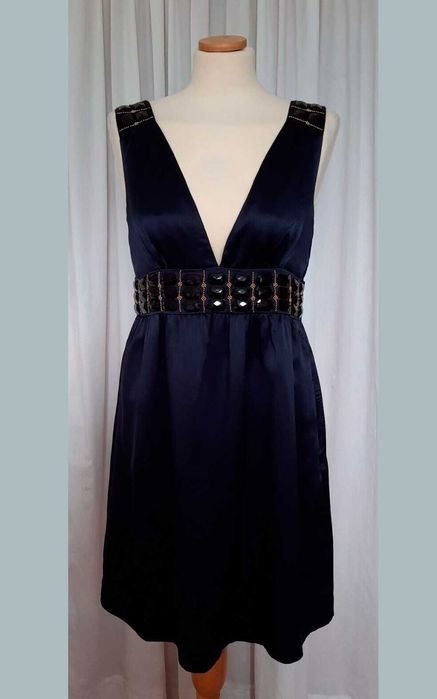 Women Whistles London Dress Navy Silk 40