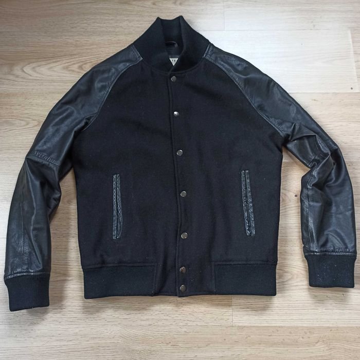 Мужской Selected Куртка Бомбер Чёрный Кожа 36