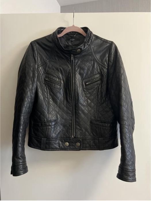 Мужской Hallhuber Куртка Чёрная Кожа 38