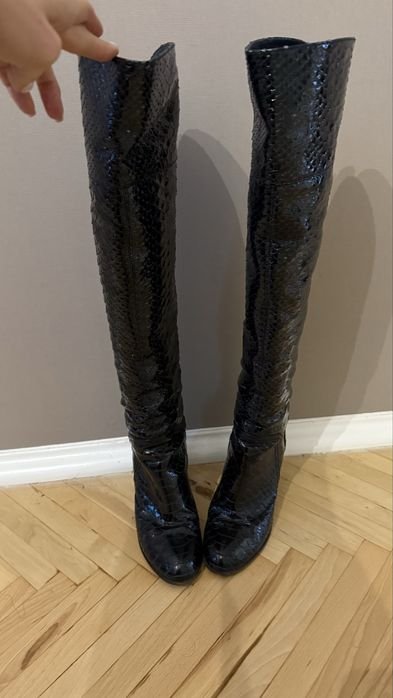 Женские Sergio Rossi Сапоги Тёмно-синие Кожа 38.5