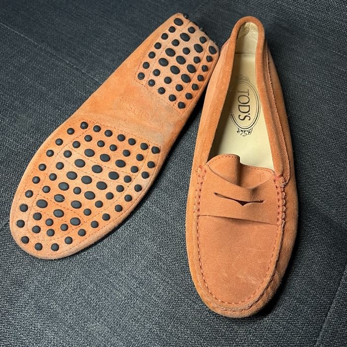 Женские Tod's Мокасины Оранжевые Замша 37.5