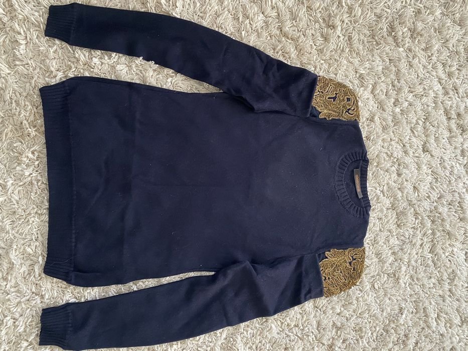 Мужской Roberto Cavalli Свитер Тёмно-синий Шерсть