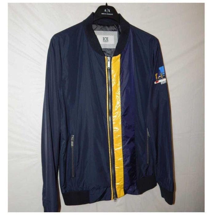 Uomo Ice Iceberg Giacca Bomber Blu Navy Poliestere