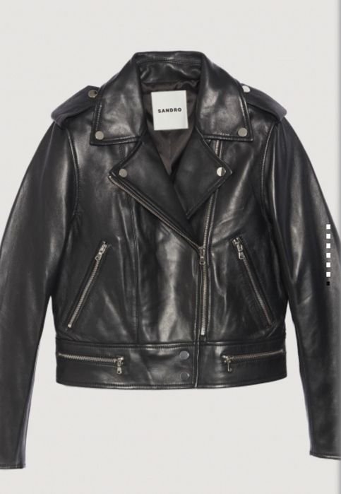 Herren Sandro Paris Jacke Schwarz Leder 38