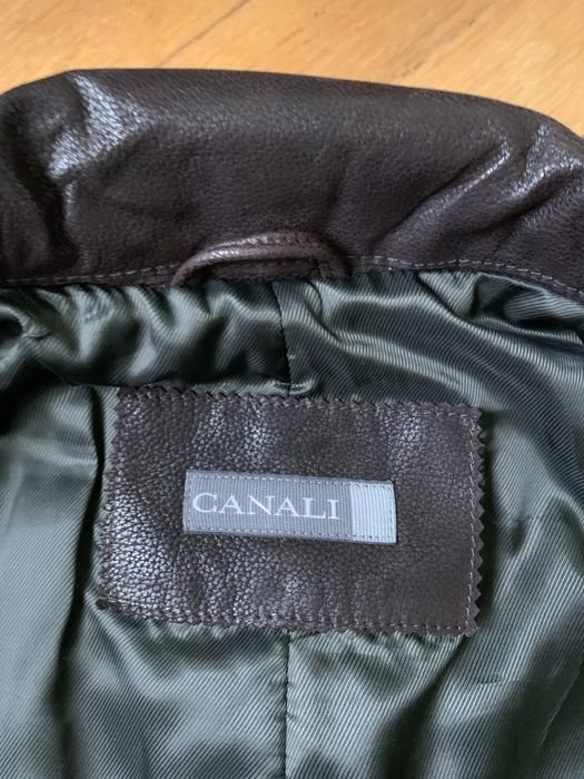 Uomo Canali Cappotto Marrone Pelle 44