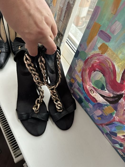 Женские Босоножки Чёрные Кожа 40