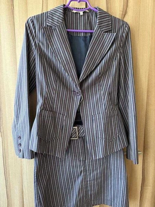 Femme Laura Ashley Costume Rayé Coton 38