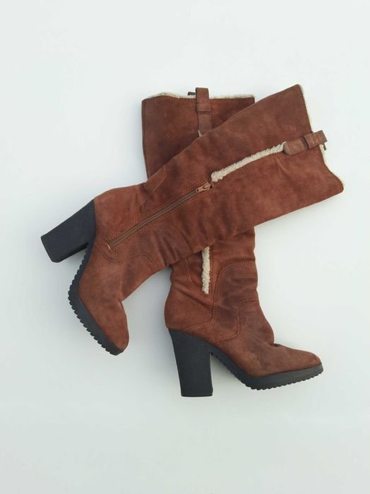 Women Nine West Boots Beige Suede US 5