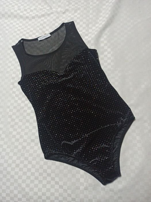 Femme Rinascimento Body Noir Velours Élastique 36