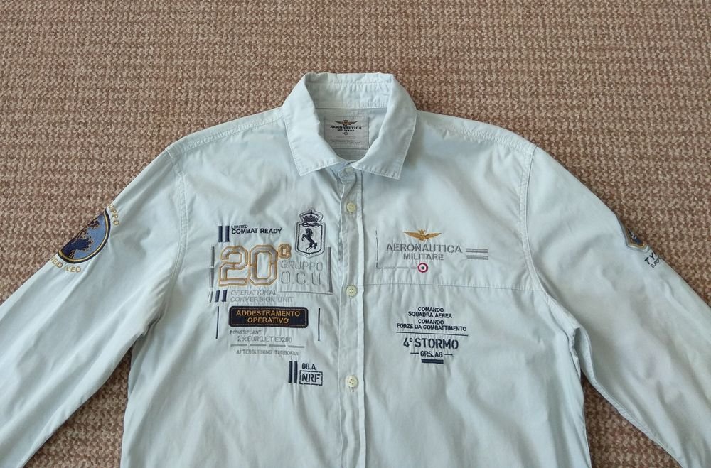 Мужской Aeronautica Militare Рубашка Серый Хлопок