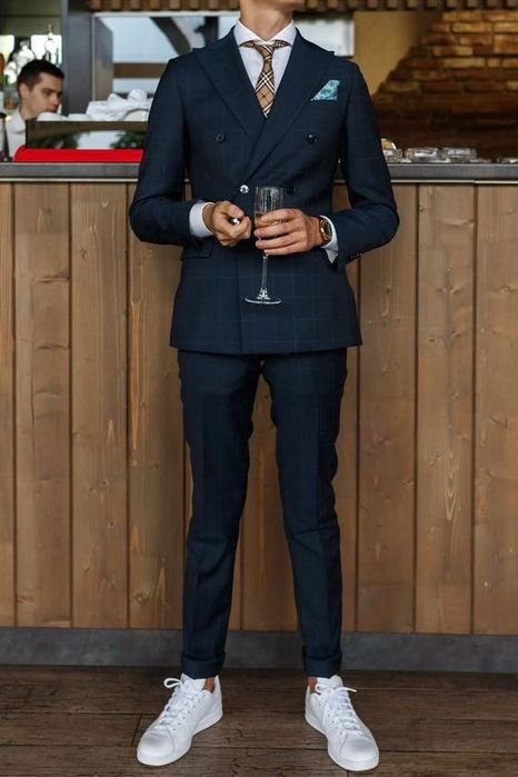 Men Paul Kehl Suit Blue Wool 38